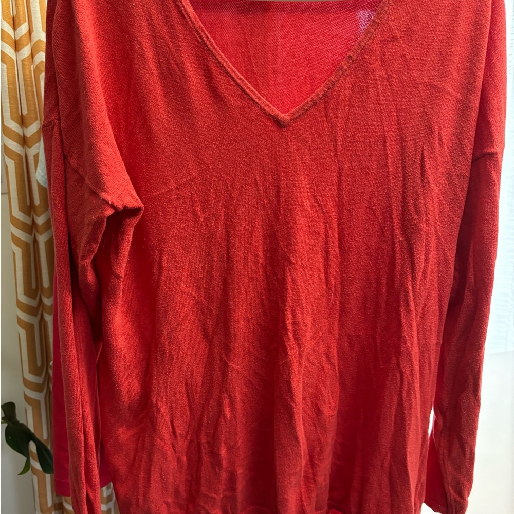 Old Navy Red Long Sleeve Relaxed Tee
